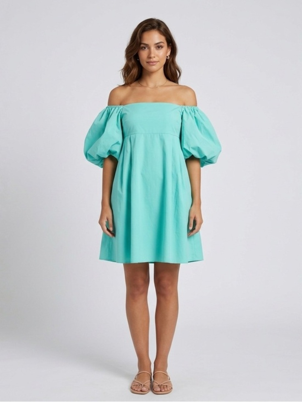 OPT NWT Mint Green Puff Sleeve Mini Dress M Cottagecore One Pretty Time